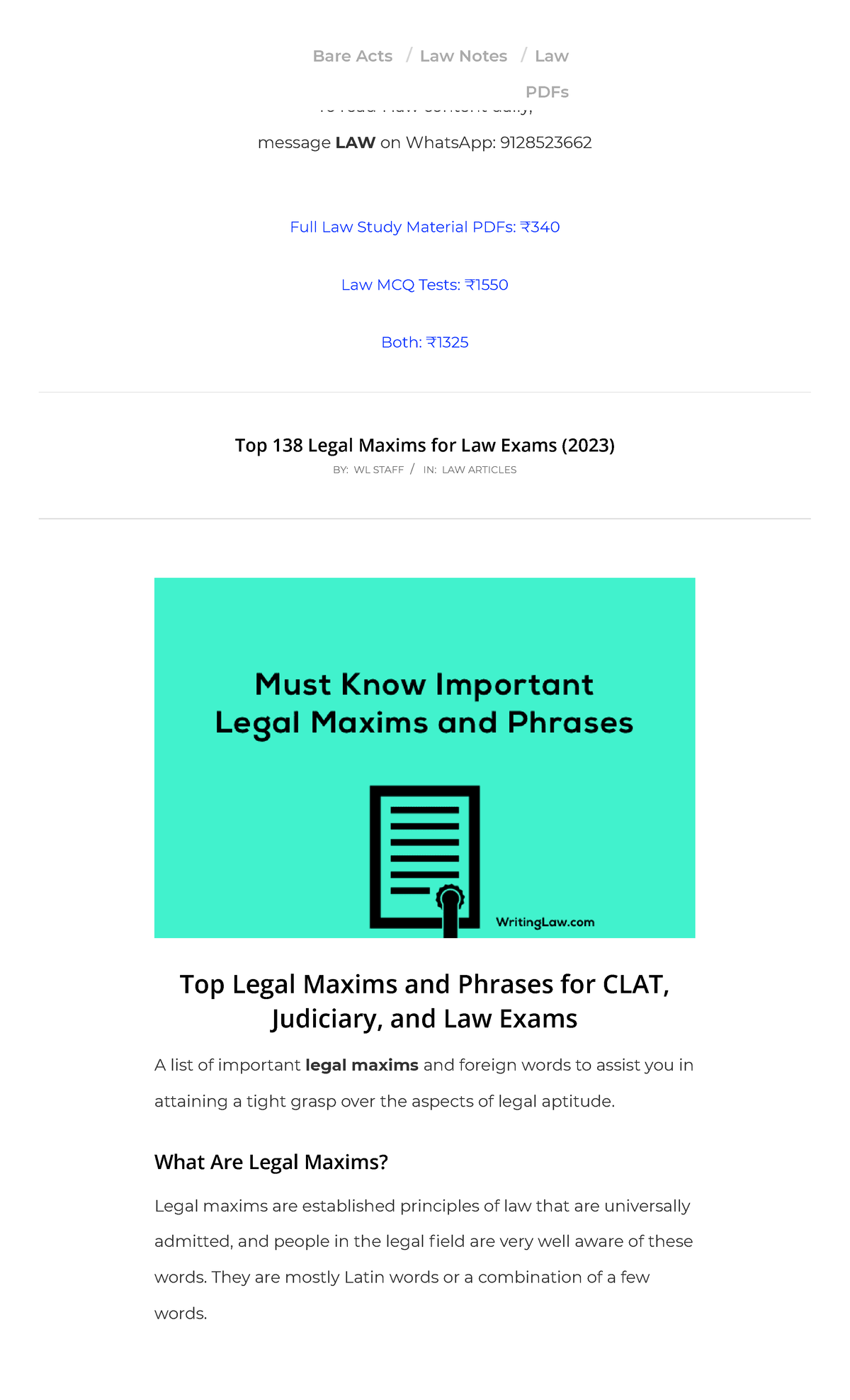 Top 138 Legal Maxims With Meaning For Clat And Judiciary 2023 Writinglaw Demo Test Law 9783