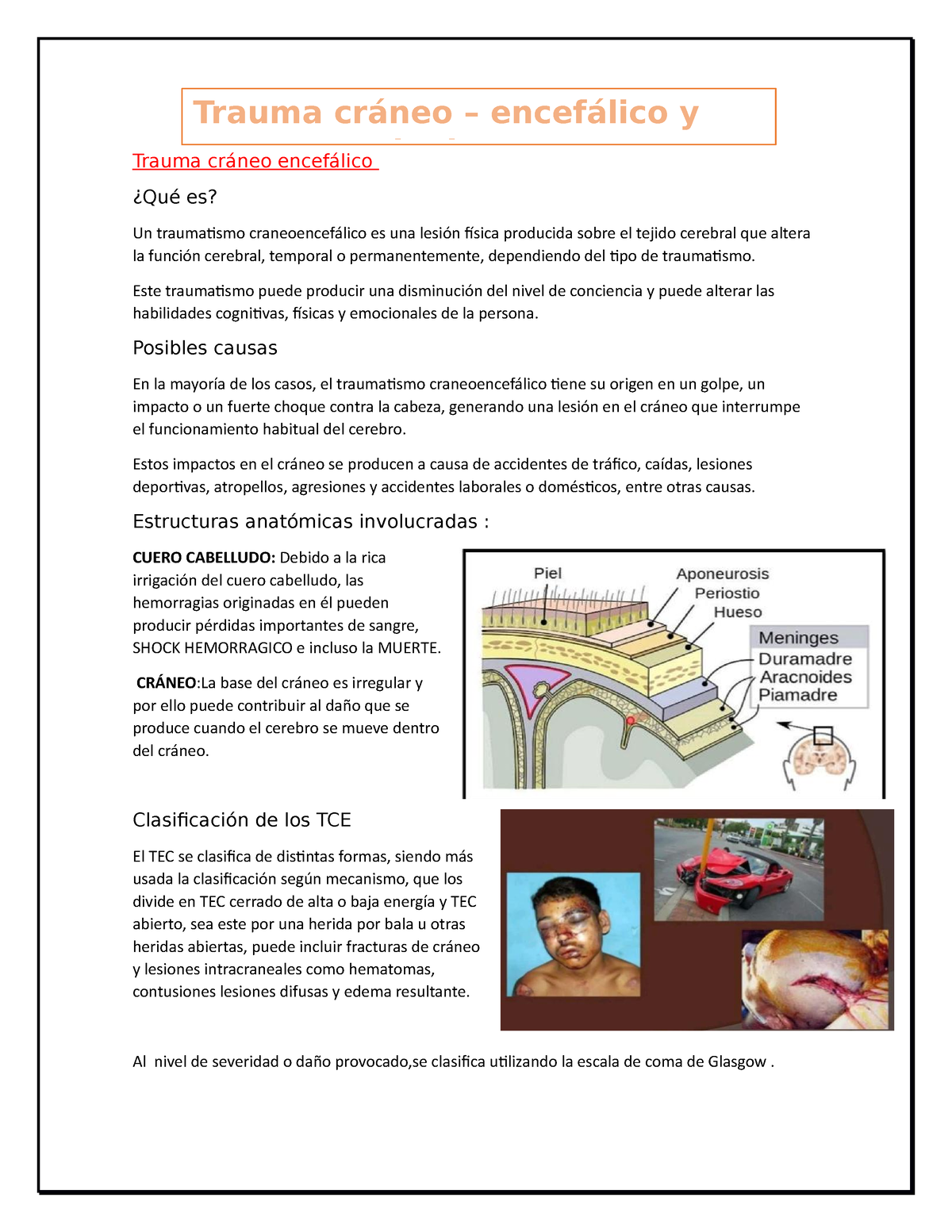 Trauma Cráneo Encefálico - Trauma Cráneo Encefálico ¿Qué Es? Un ...