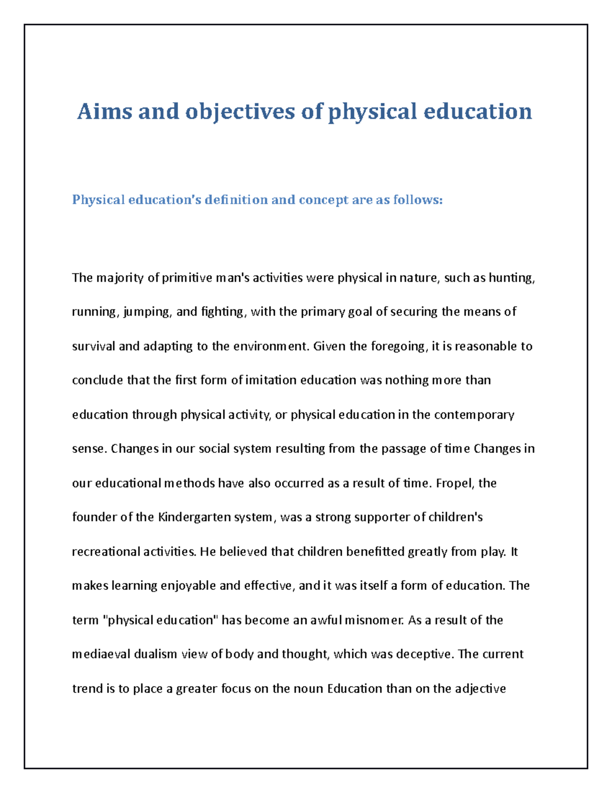 aims and objectives of education