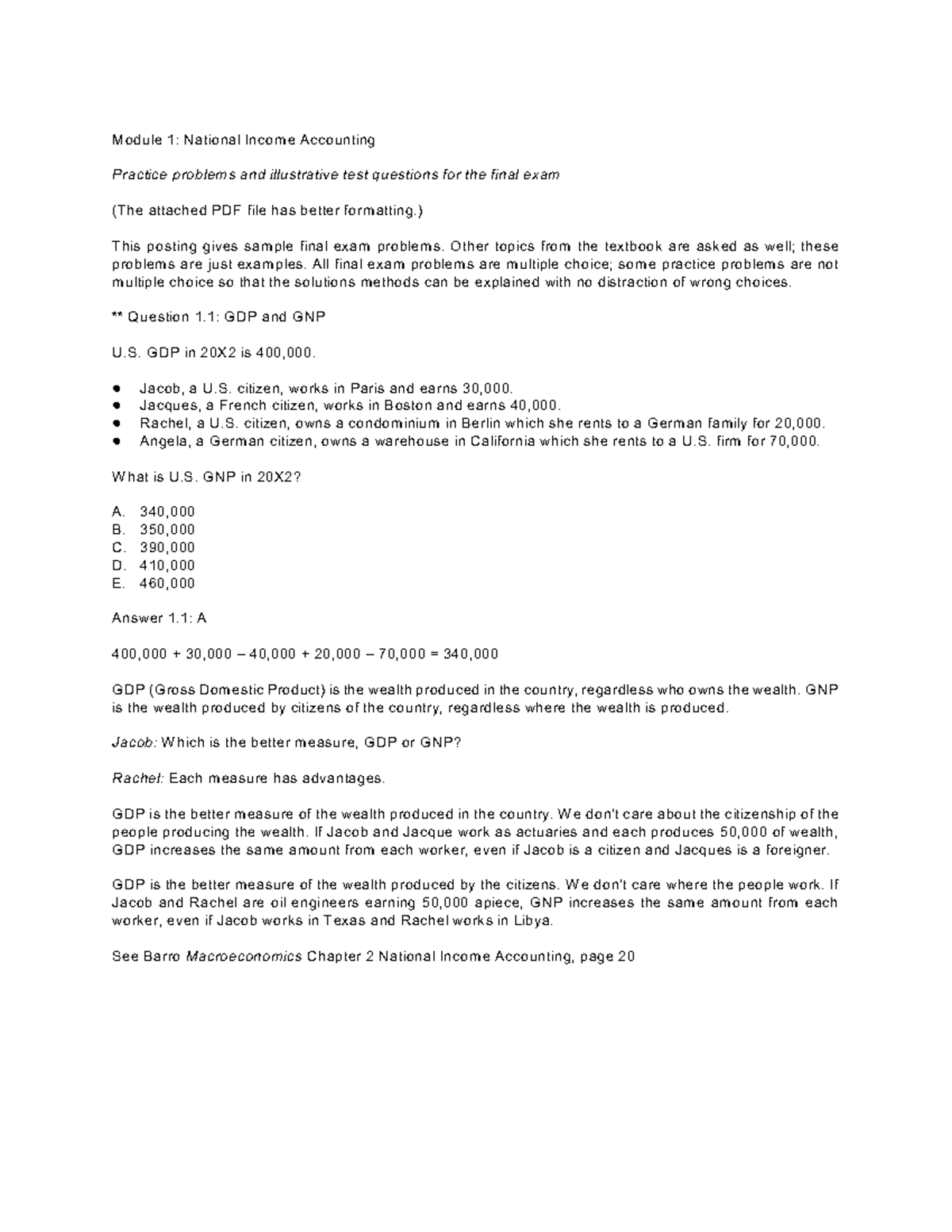 Barro Macroeconomics Chapter 2 National Income Accounting df - Module 1 ...