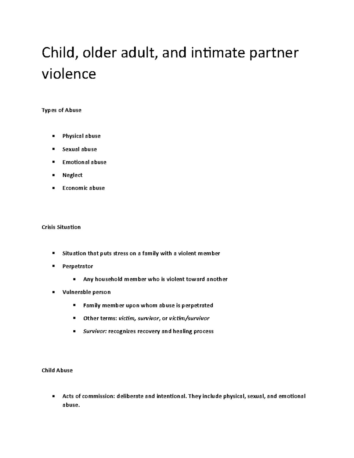 Abuse - Child, Older Adult, And Intimate Partner Violence Types Of ...