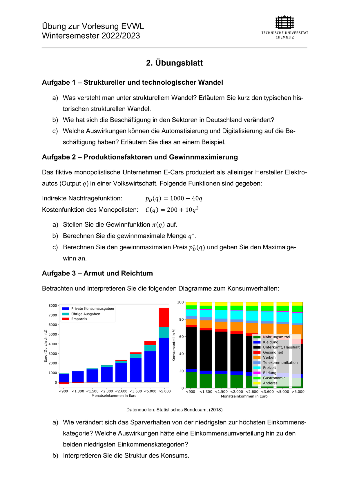 Uebungsblatt 2 - Übung Zur Vorlesung EVWL Wintersemester 2022/ 2 ...