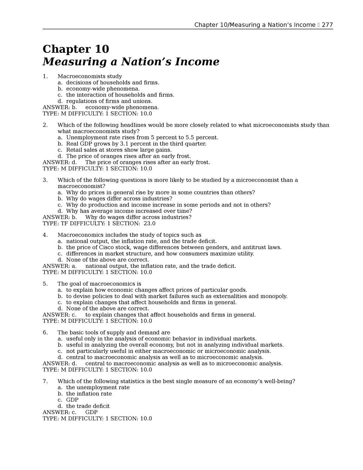 Chapter 10 - ... - Chapter 10/Measuring A Nation’s Income 277 Chapter ...