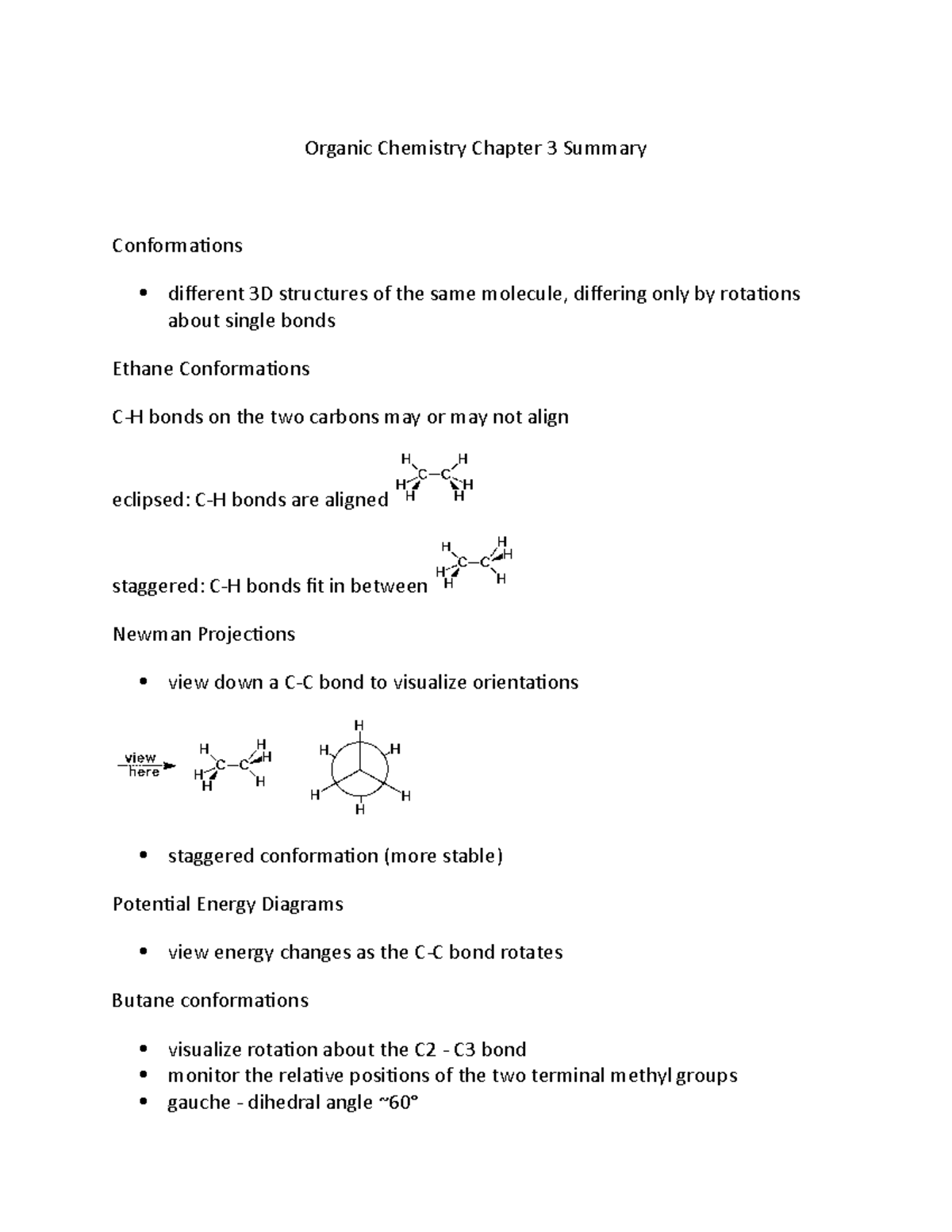 Organic Chemistry Chapter 3 Summary - Organic Chemistry Chapter 3 ...