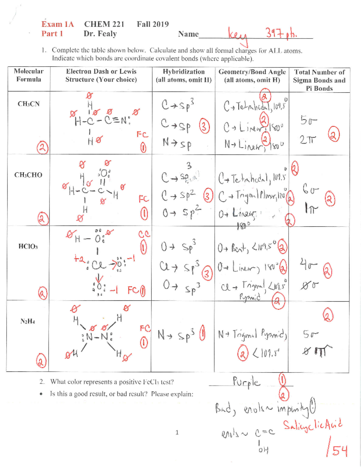 EXAM 1 key with answers to both versions - CHEM221 - Studocu