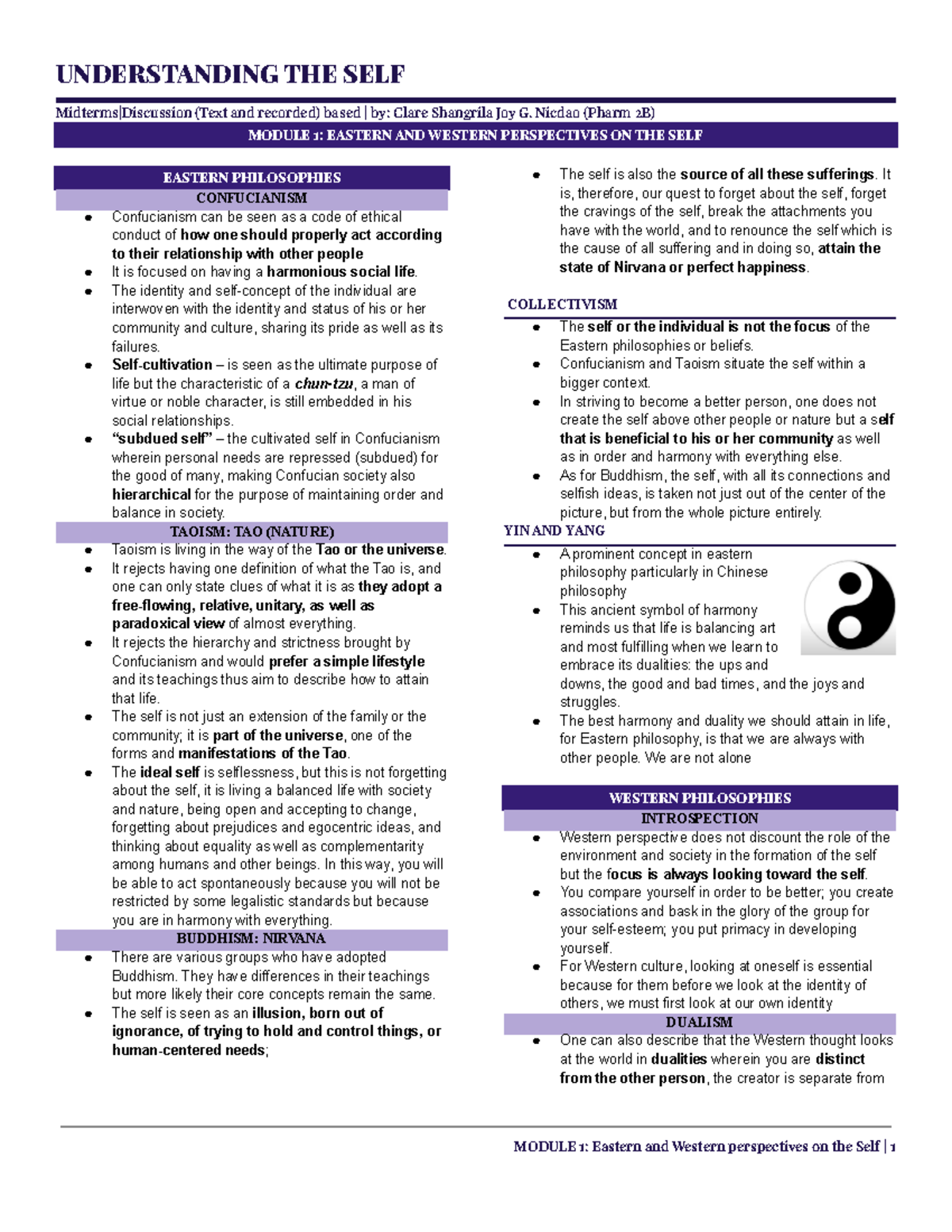 UTS Midterms Module 1 3 - yup - UNDERSTANDING THE SELF Midterms ...