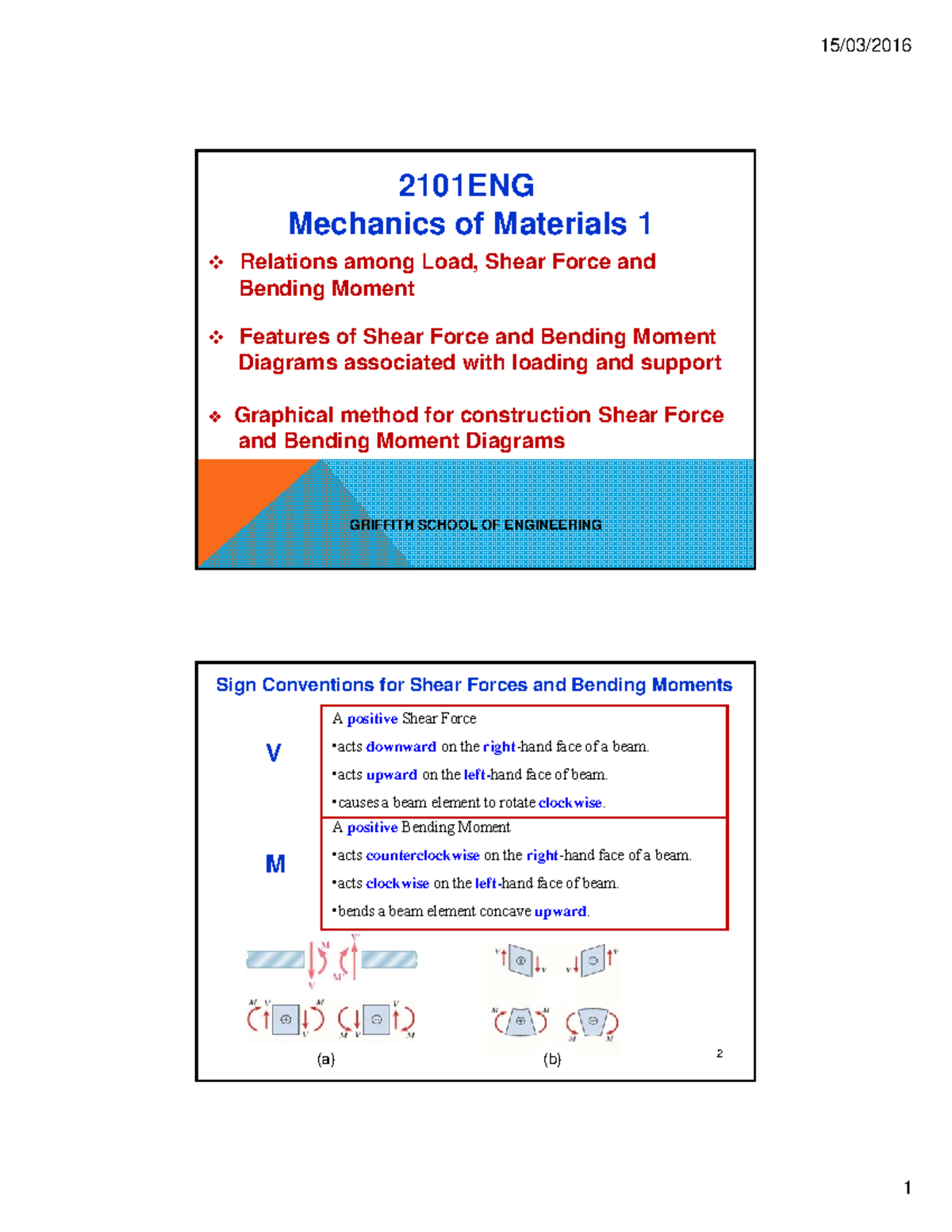 2101 S1 W3 - Lecture Notes - 15/03/2016 2101ENG Mechanics Of Materials ...