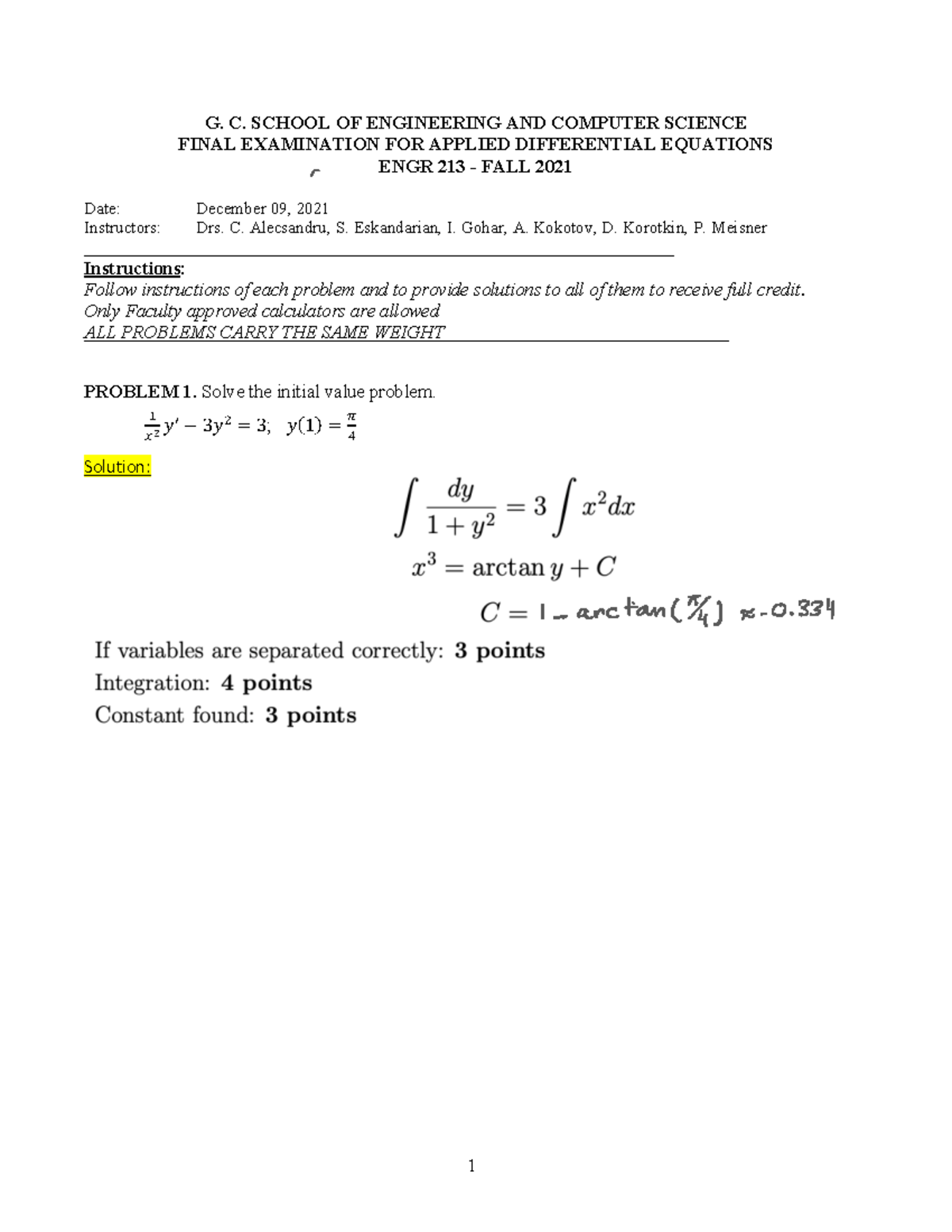 ENGR 213- Final FALL 2021-solutions - G. C. SCHOOL OF ENGINEERING AND ...