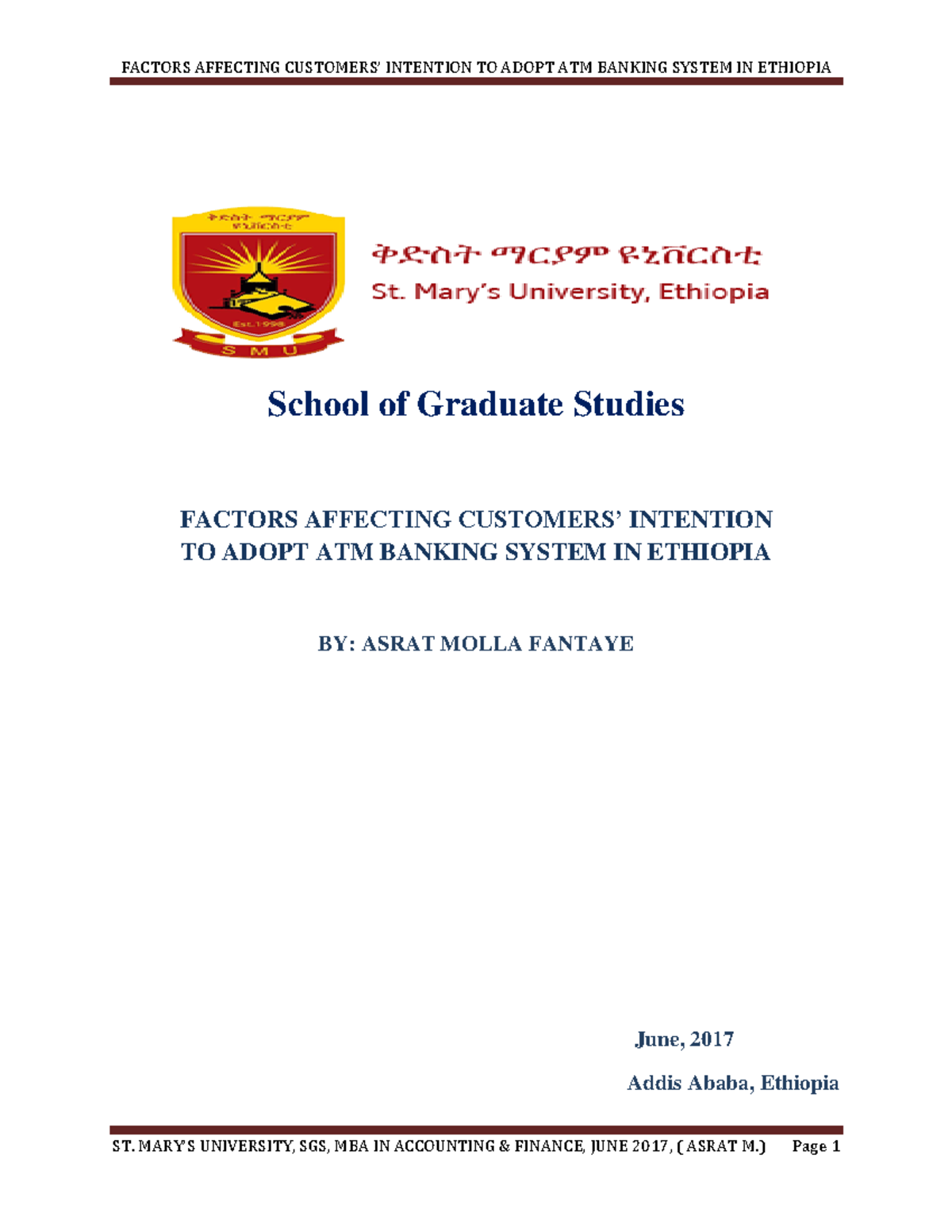 Asrat Molla Fantaye - A Thesis Paper for post graduate program - School ...