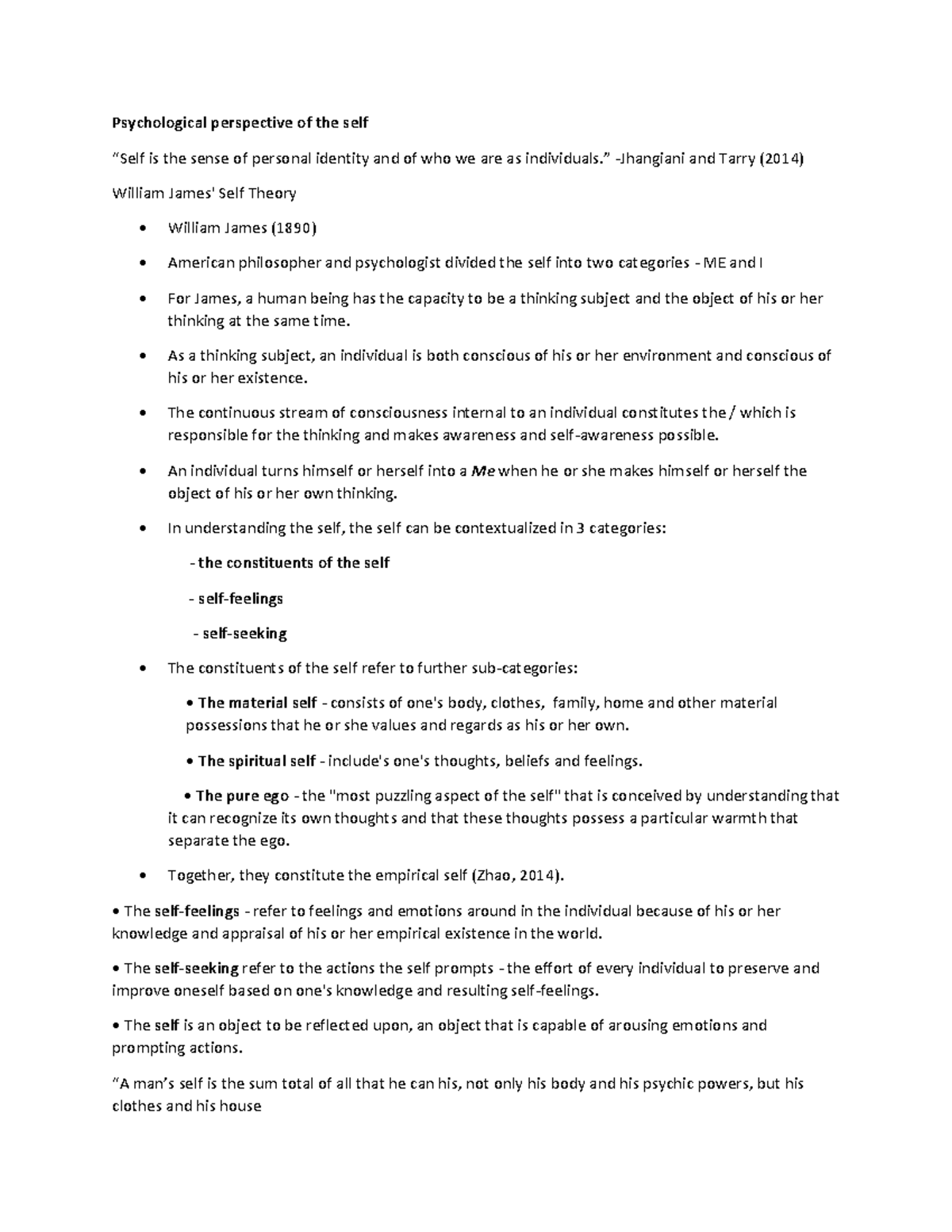 UTS Midterm Anonymous Psychological Perspective Of The Self Self