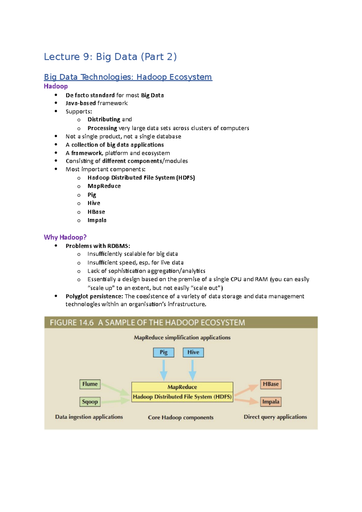 Lecture 9 - Big Data II - Lecture 9: Big Data (Part 2) Big Data ...