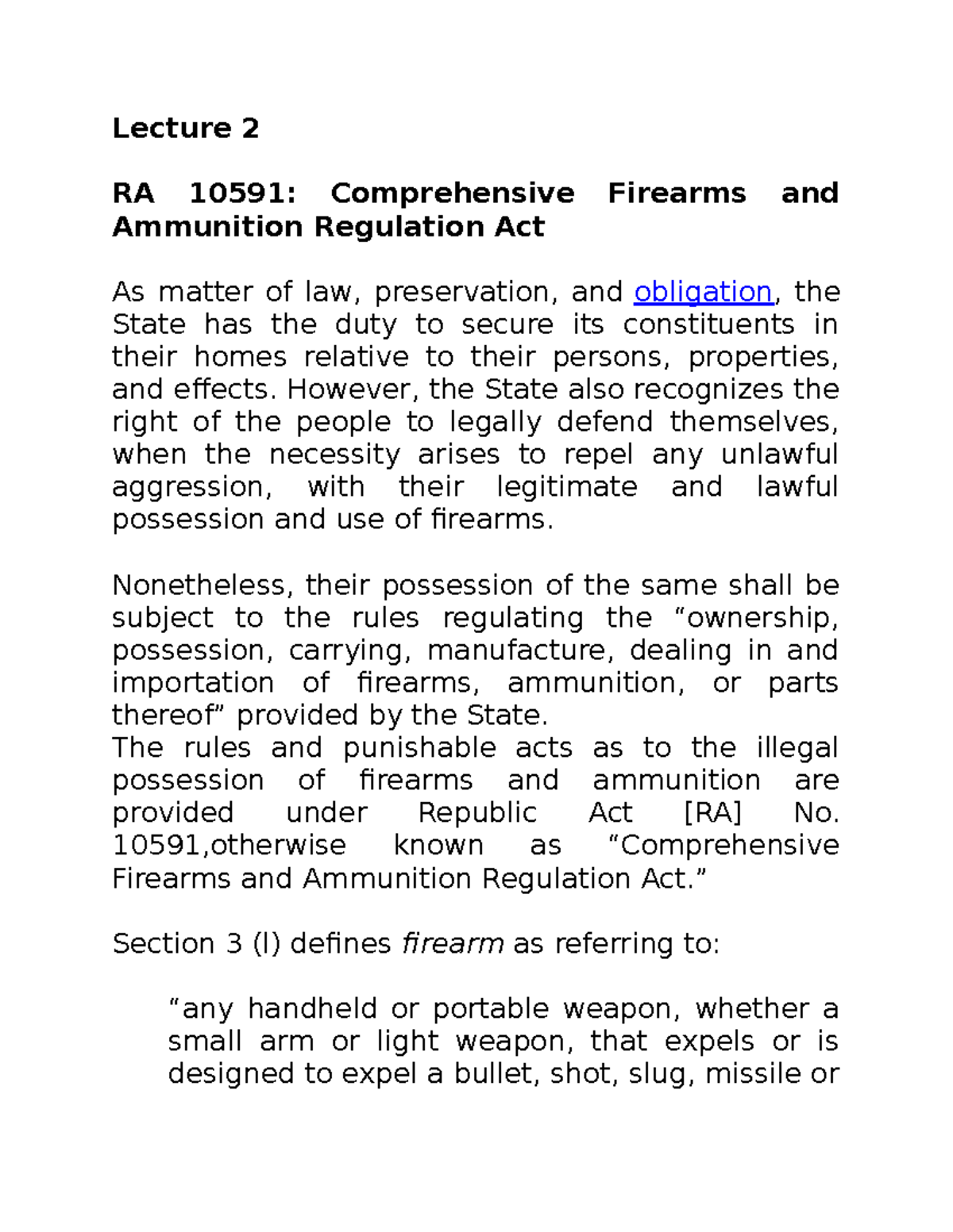 Lecture21 Criminal Law Lecture Notes Lecture 2 RA 10591