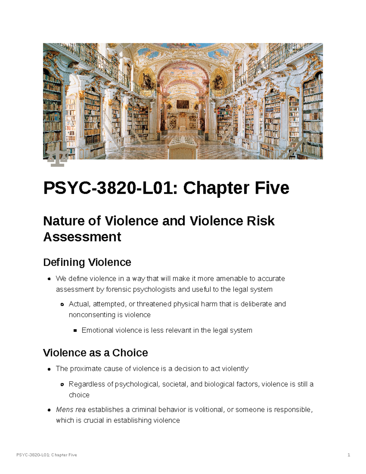 Chapter Five Risk Assessments PSYC3820L01 Chapter Five Nature of