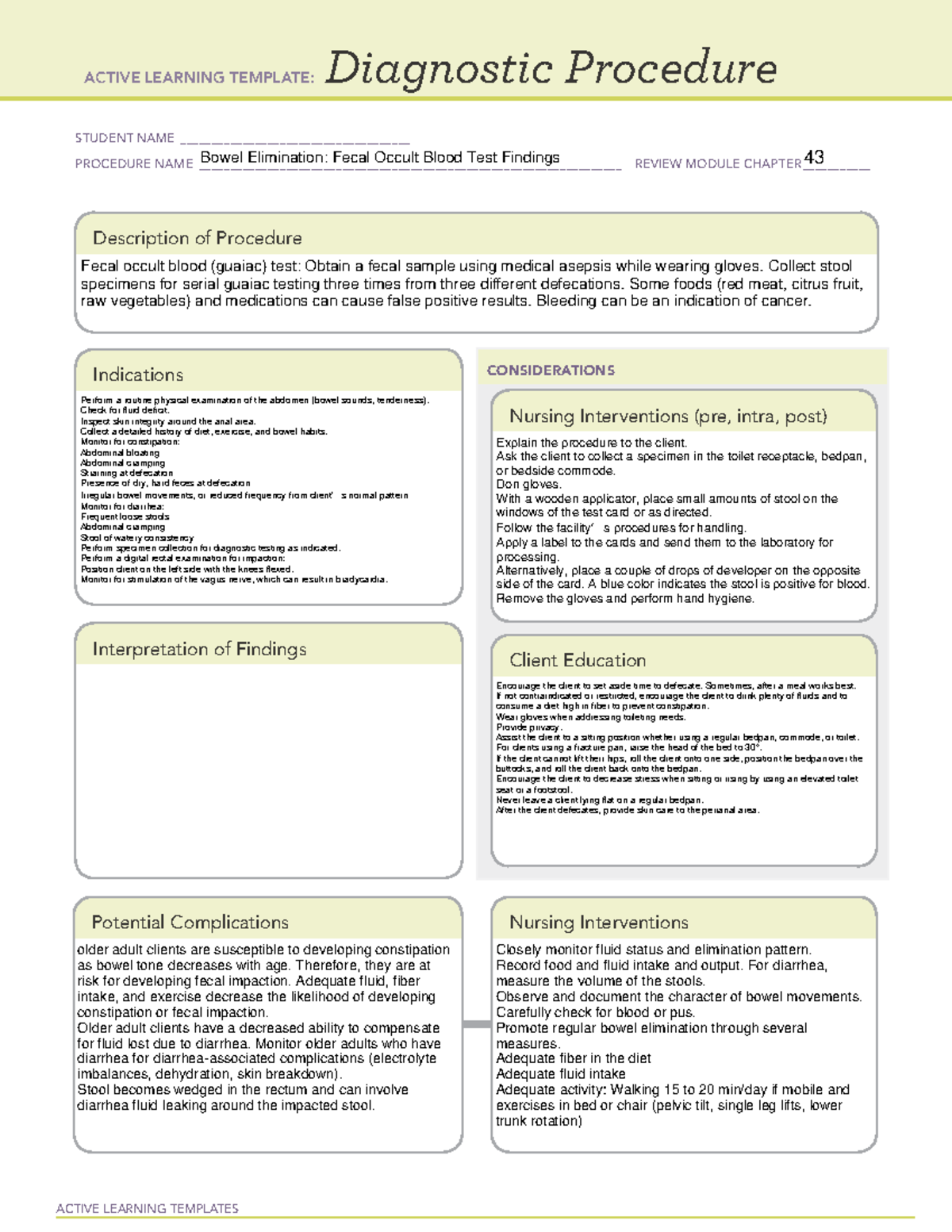 Bowel elimination template - NSG 100 - ACTIVE LEARNING TEMPLATES ...