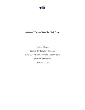 [Solved] apa citation for Take a Break by Nicole Peluse 2010