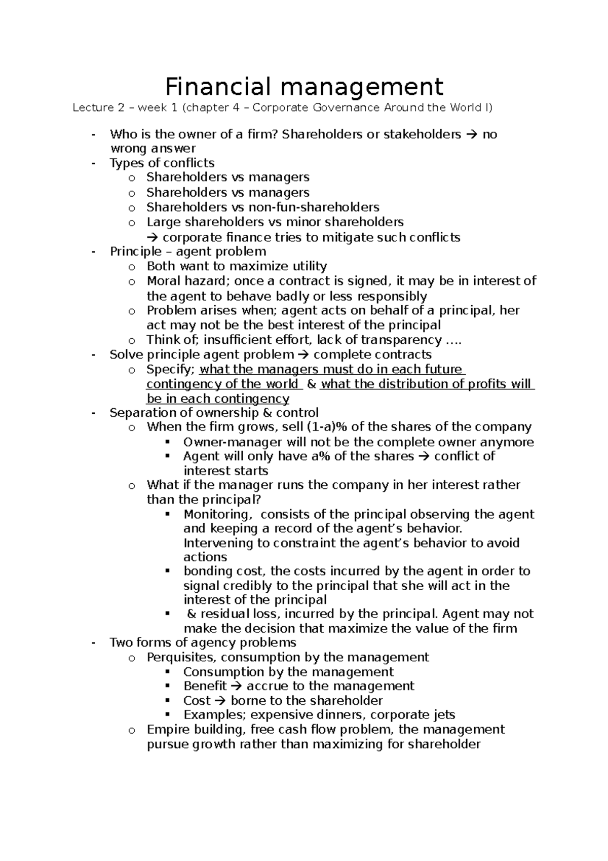 Financial Management Week 1-6 - Financial Management Lecture 2 – Week 1 ...