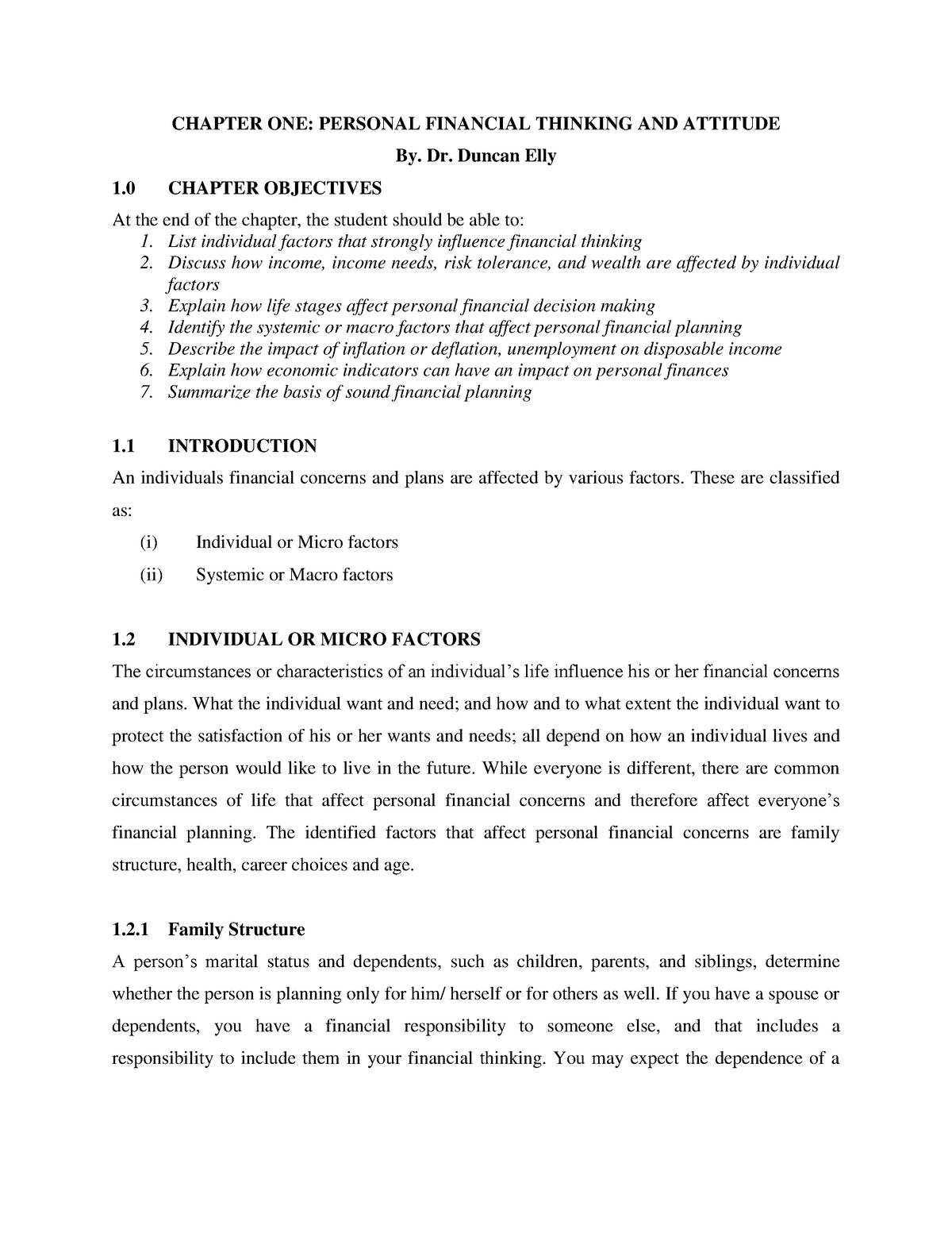 File 001 - Personal Finance - CHAPTER ONE: PERSONAL FINANCIAL THINKING ...