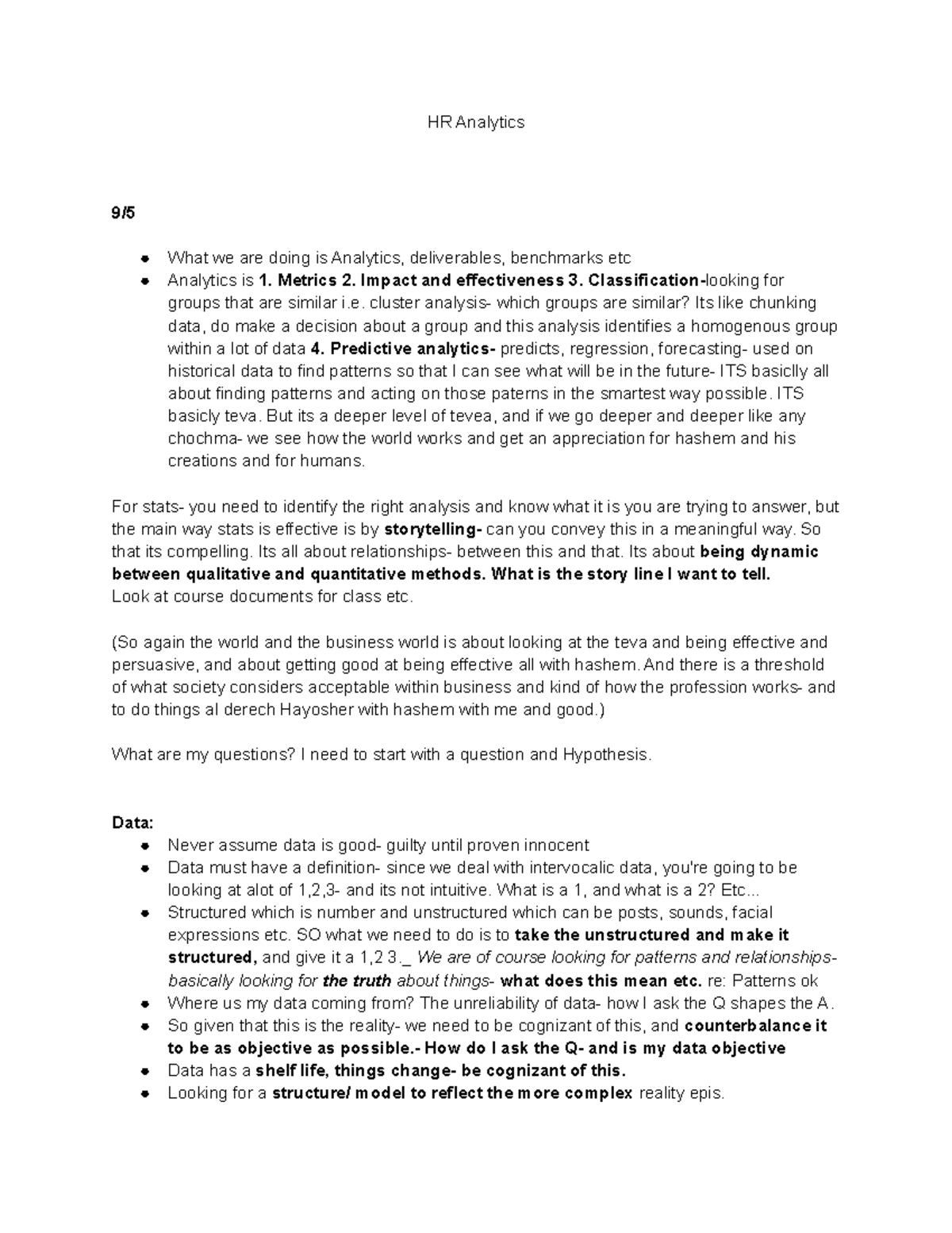 HR Analytics Fall '18 - Lecture notes 20 - HR Analytics 9/ What we are ...