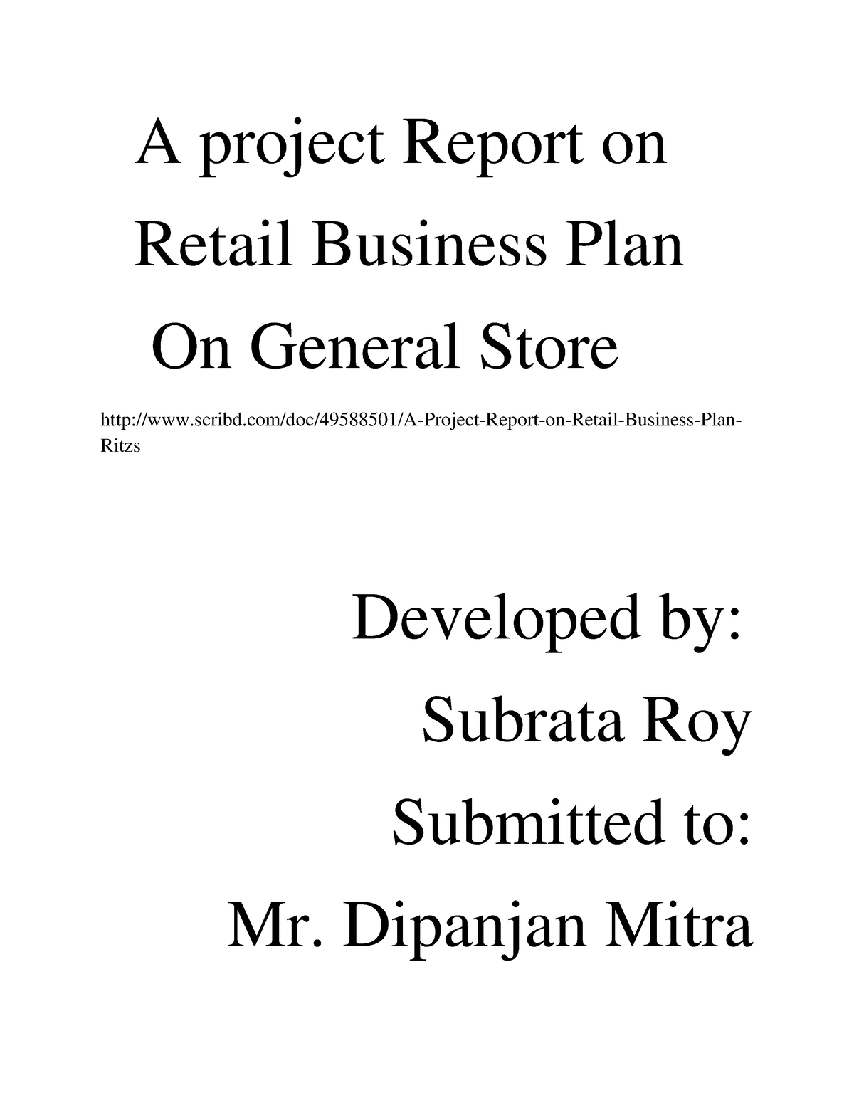 is business plan and project report same