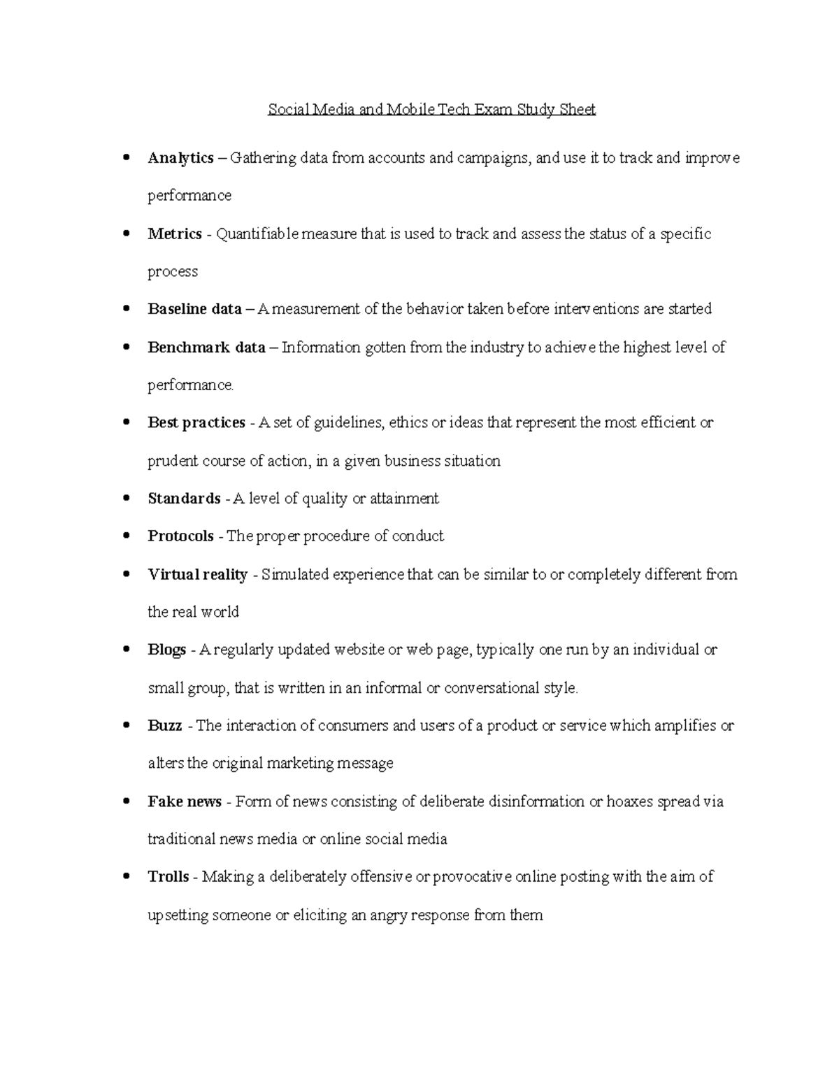 Social Media Final Exam Review Social Media and Mobile Tech Exam