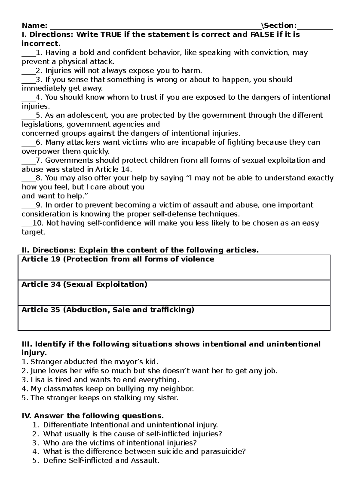 intentional-injury-worksheet-name