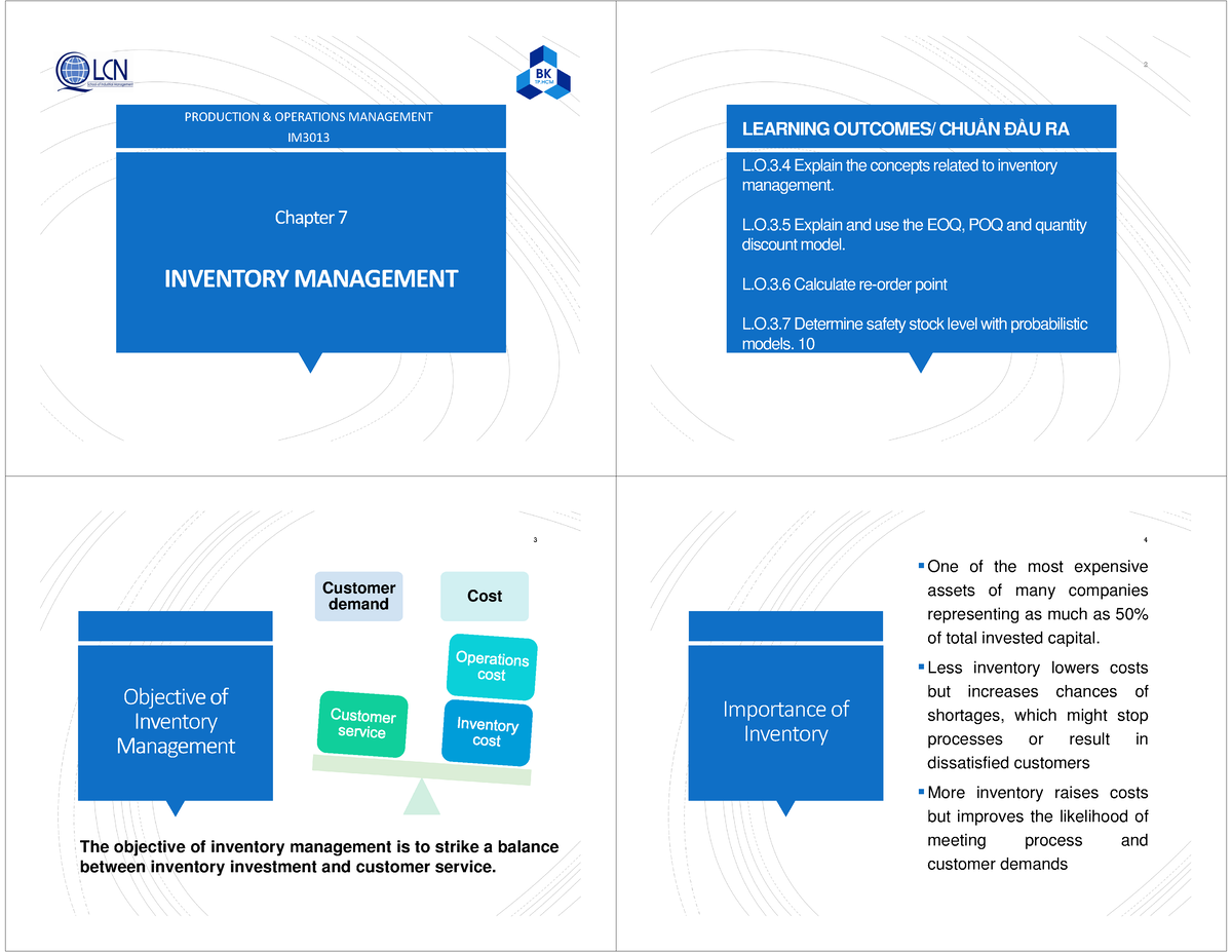 7. Chapter 7 - Inventory Management - Chapter 7 INVENTORY MANAGEMENT ...