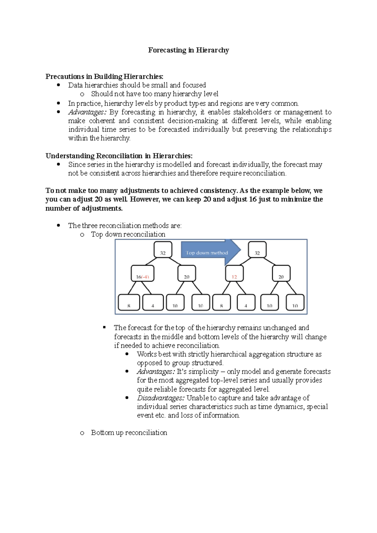 Forecasting in Hierarchy - Forecasting in Hierarchy Precautions in ...
