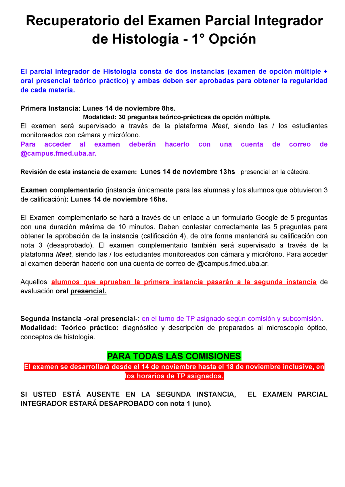 Recuperatorio 1°Opcion - Examen Parcial Integrador De Histología ...