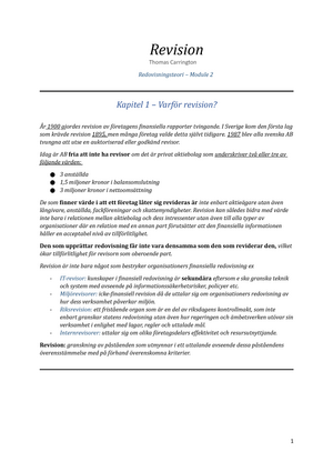 Revision - Redovisningteori Modul 2 - Auditing Theory Redovisningsteori ...