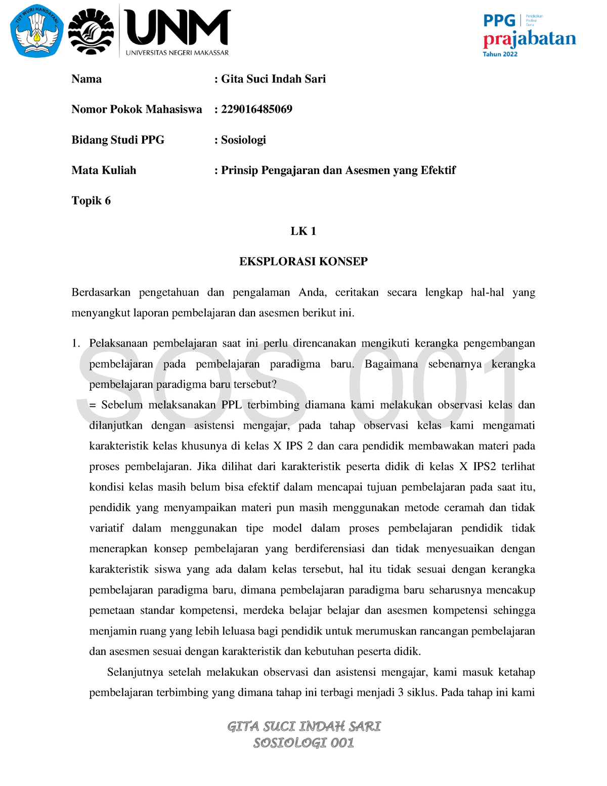 Lk Lk Prinsip Pengajaran Eksplorasi Konsep Nama Gita Suci Indah Sari Nomor Pokok Studocu