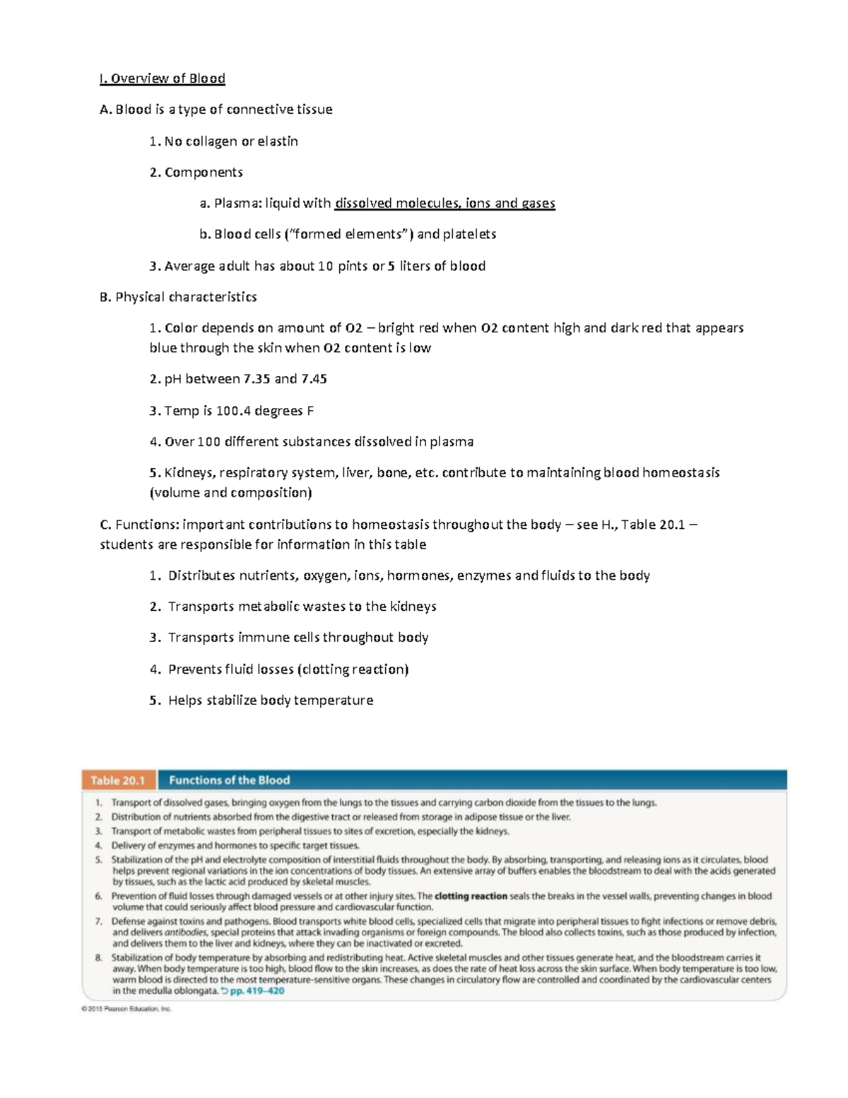 Blood - My lecture notes for class - Human Morphology and function ...