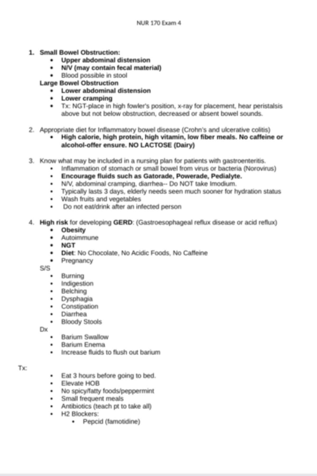 Exam 4 test review 2021 - NUR 170 - Studocu