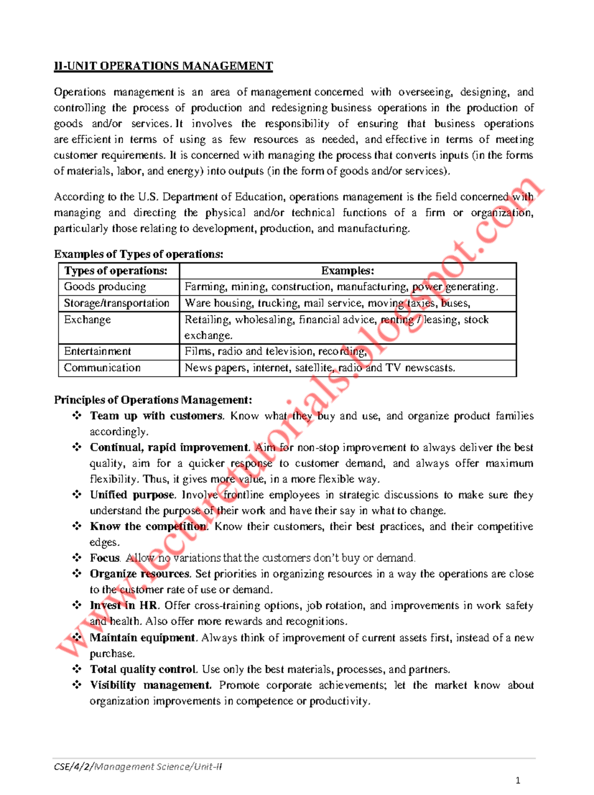 UNIT-2 - it will useful to c.s.e students - CSE/4/2/Management Science ...
