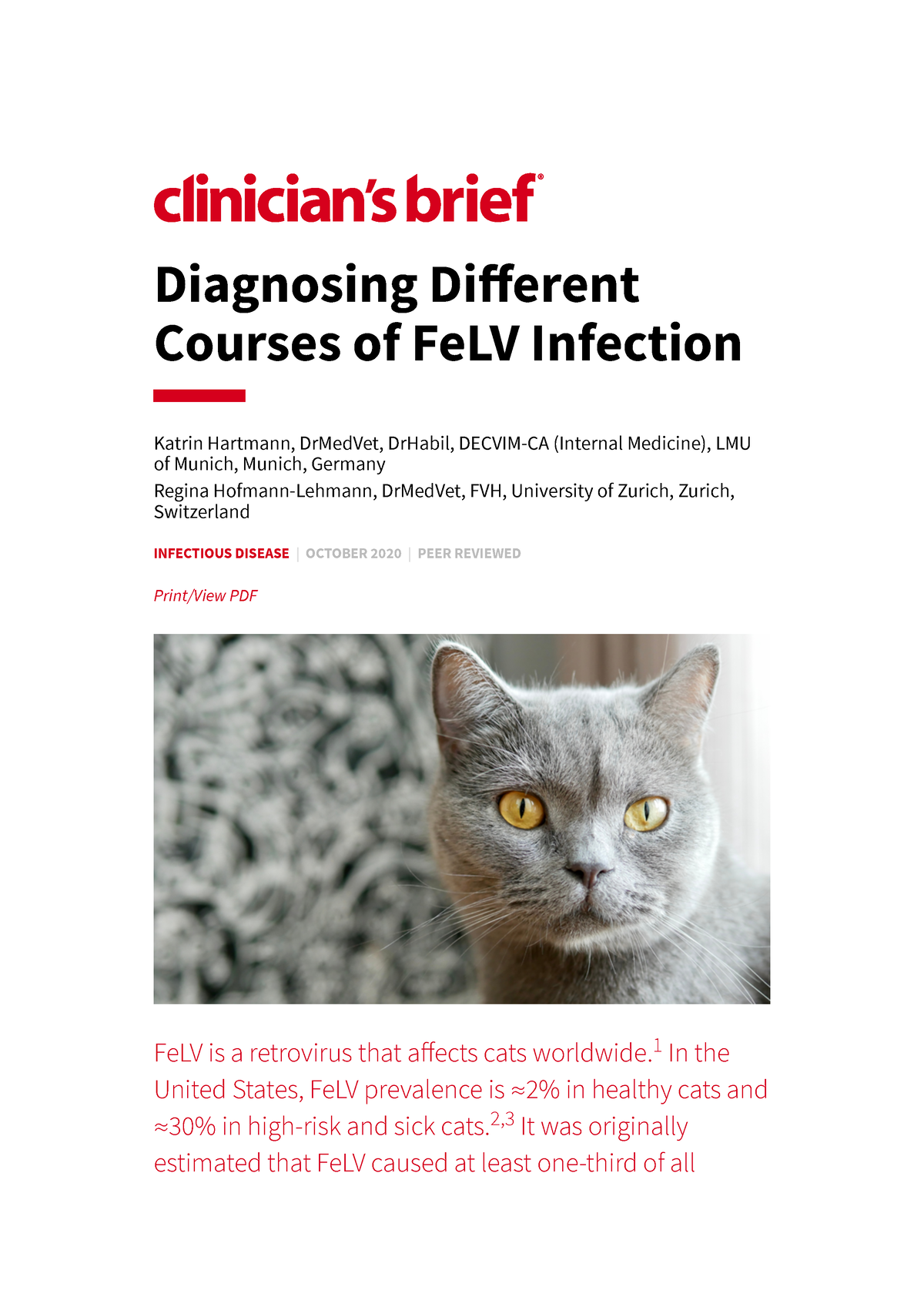 Diagnosing Different Courses of Fe LV Infection Clinician's Brief ...