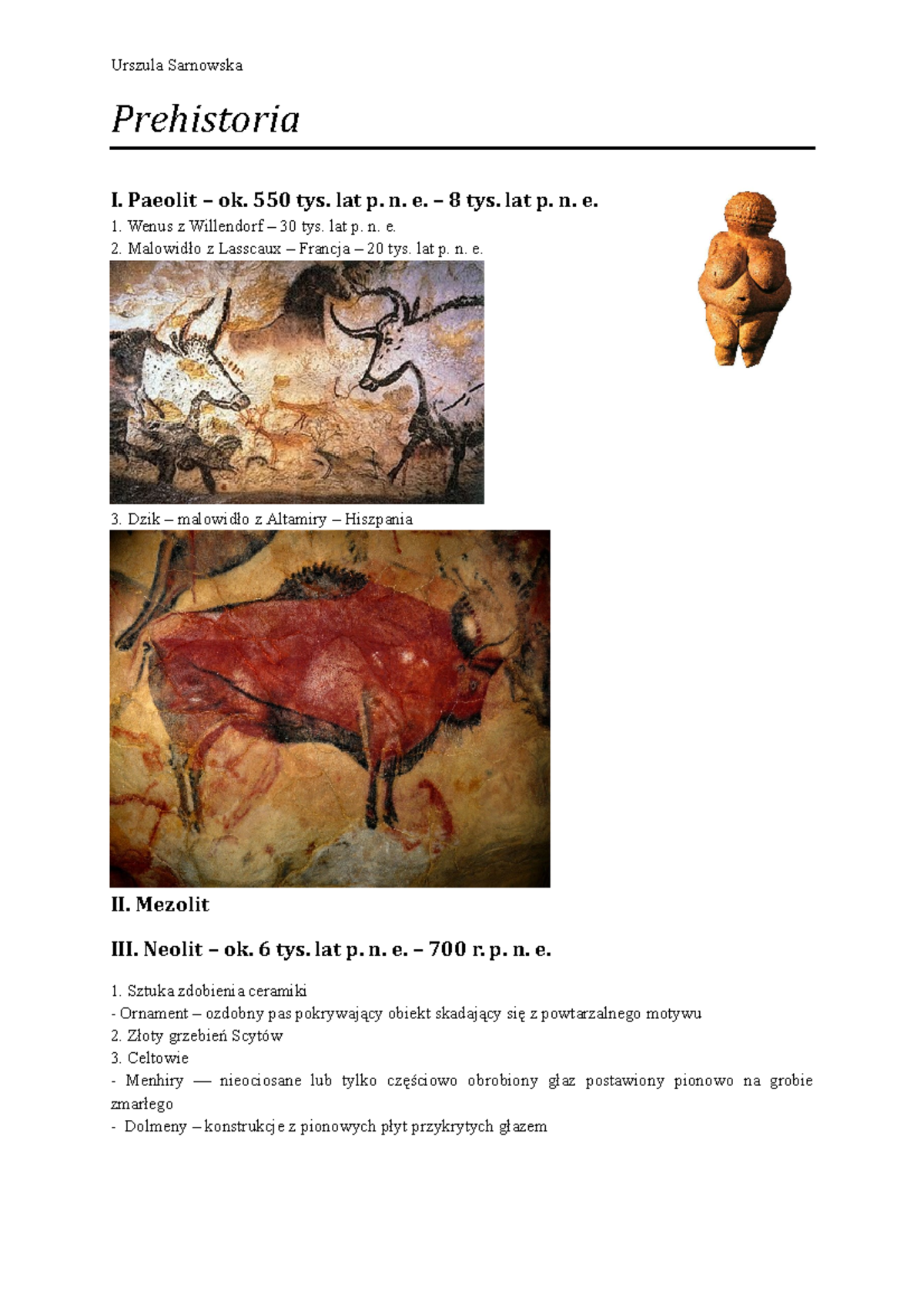 Sprawdzian Z Plastyki 1 Gimnazjum Kraina Sztuki Prehistoria I Starożytność