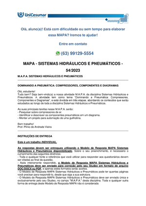 MAPA - SISTEMAS HIDRÁULICOS E PNEUMÁTICOS - 54/2023 - Olá, Aluno(a ...