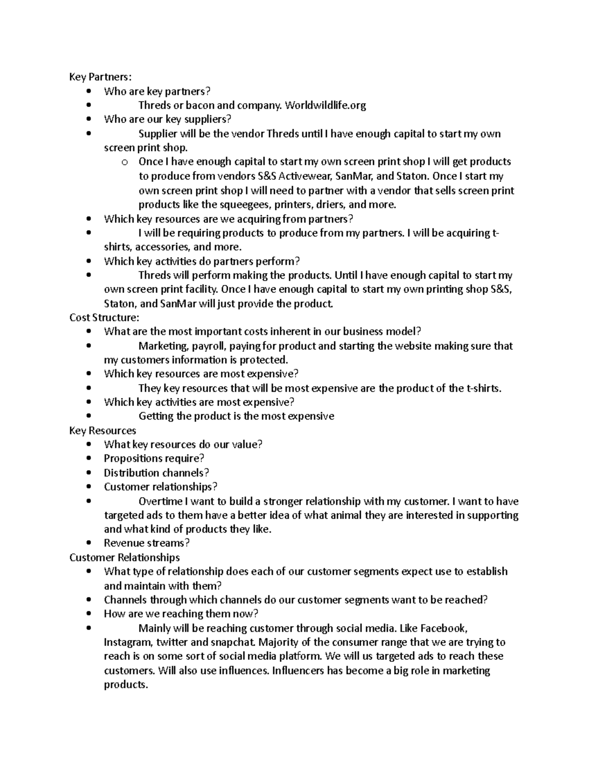 RCS 411 business plan components - Key Partners: Who are key partners ...