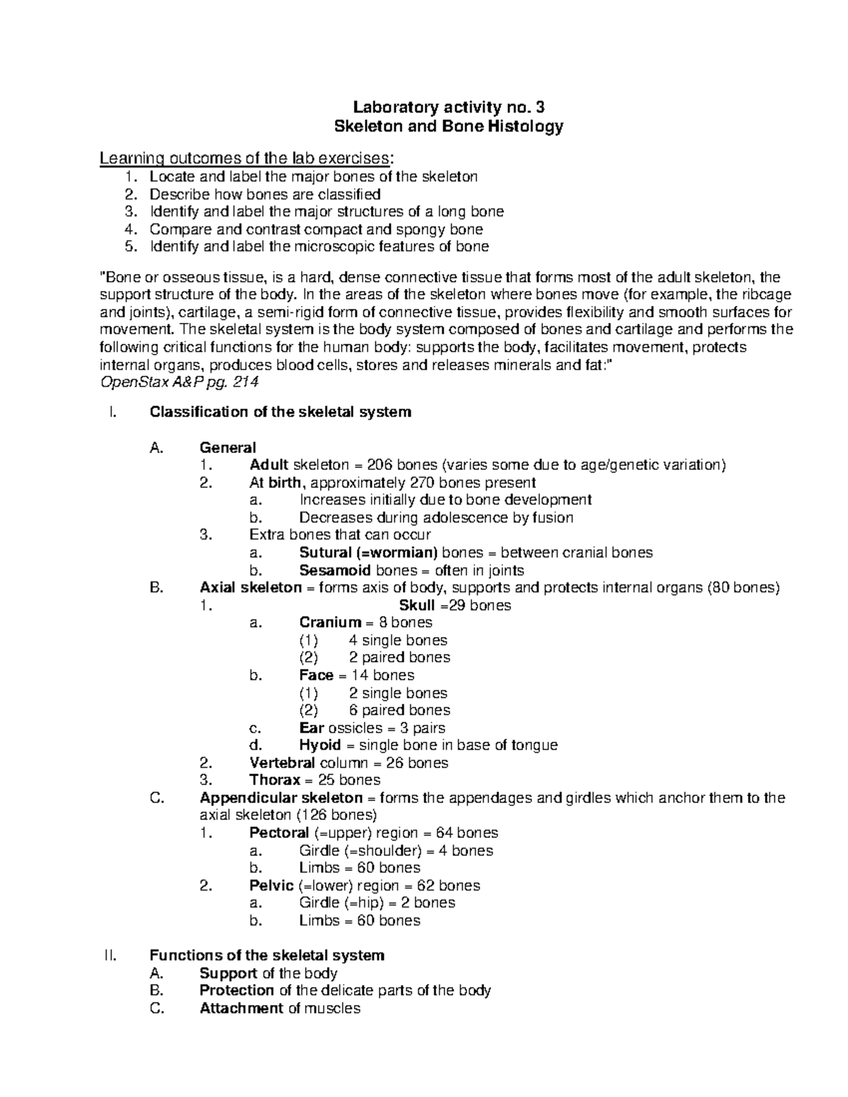 Skeletal-Reviewer - Laboratory activity no. 3 Skeleton and Bone ...