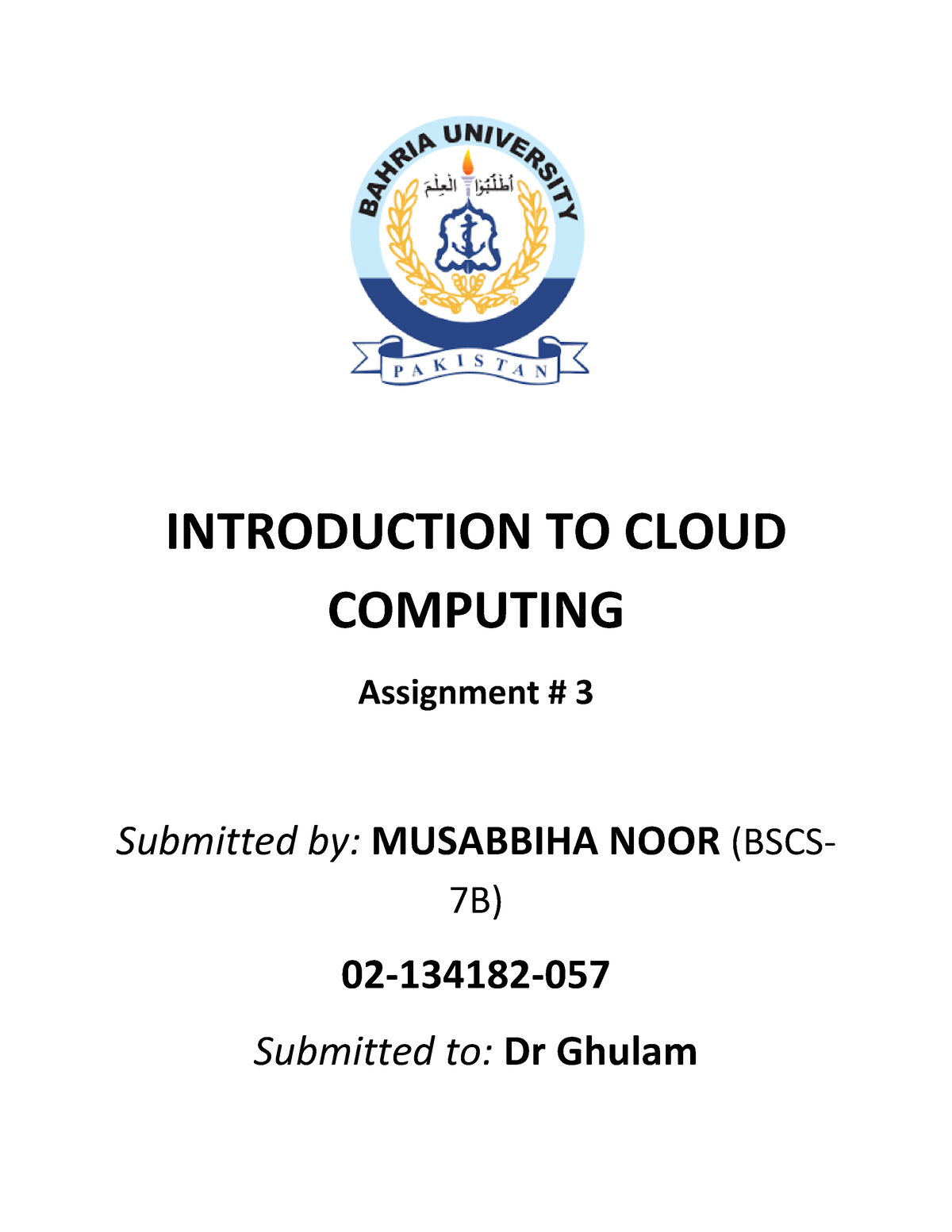 introduction to cloud computing assignment