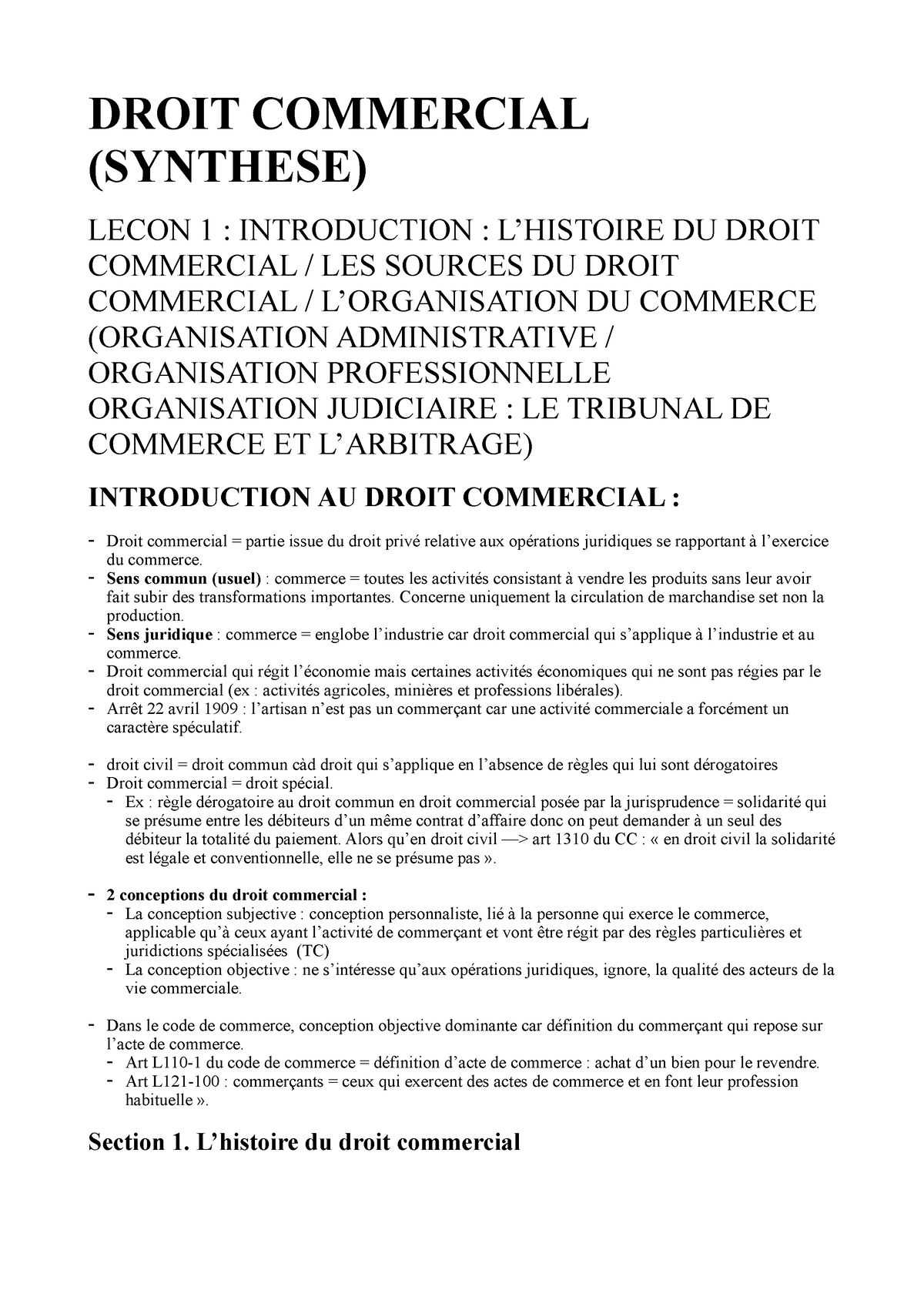 dissertation juridique en droit commercial