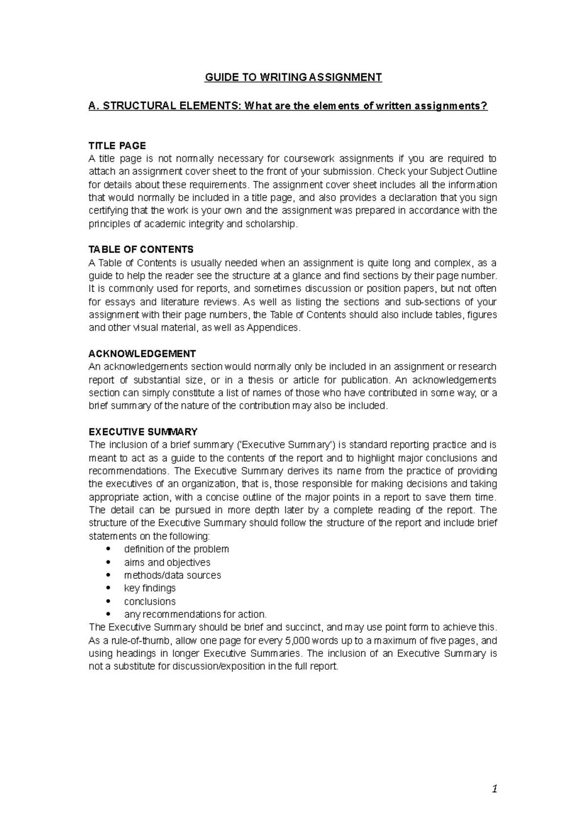 General Guidelines IN Assignment Writing - GUIDE TO WRITING ASSIGNMENT ...