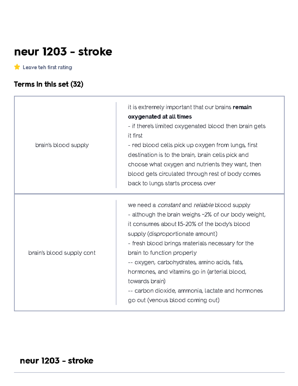 Neur 1203 - stroke Flashcards - neur 1203 - stroke Leave teh first ...
