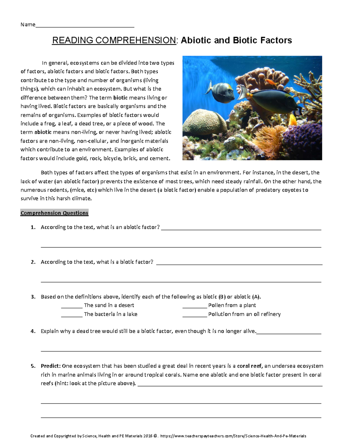 Abioticand Biotic Factors1 Name