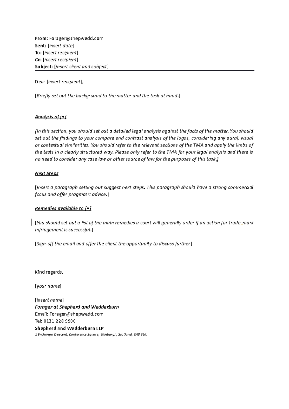 Additional Resource - Template Email to Client (Trademark Infringement ...