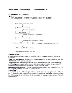 Specification Of Token - Compiler Design - Studocu