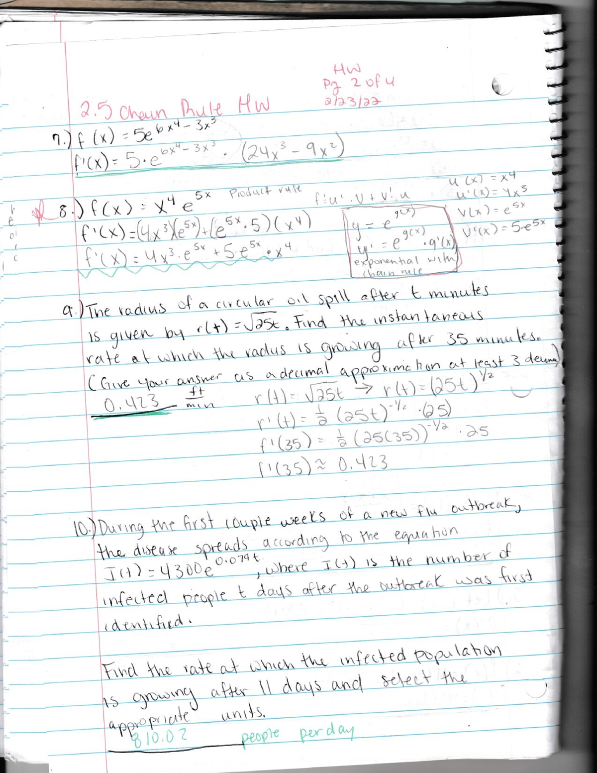 Practice HW 2.5 pg 2-Pearson My Math Lab Methods of Calculus - MAC 2233 ...