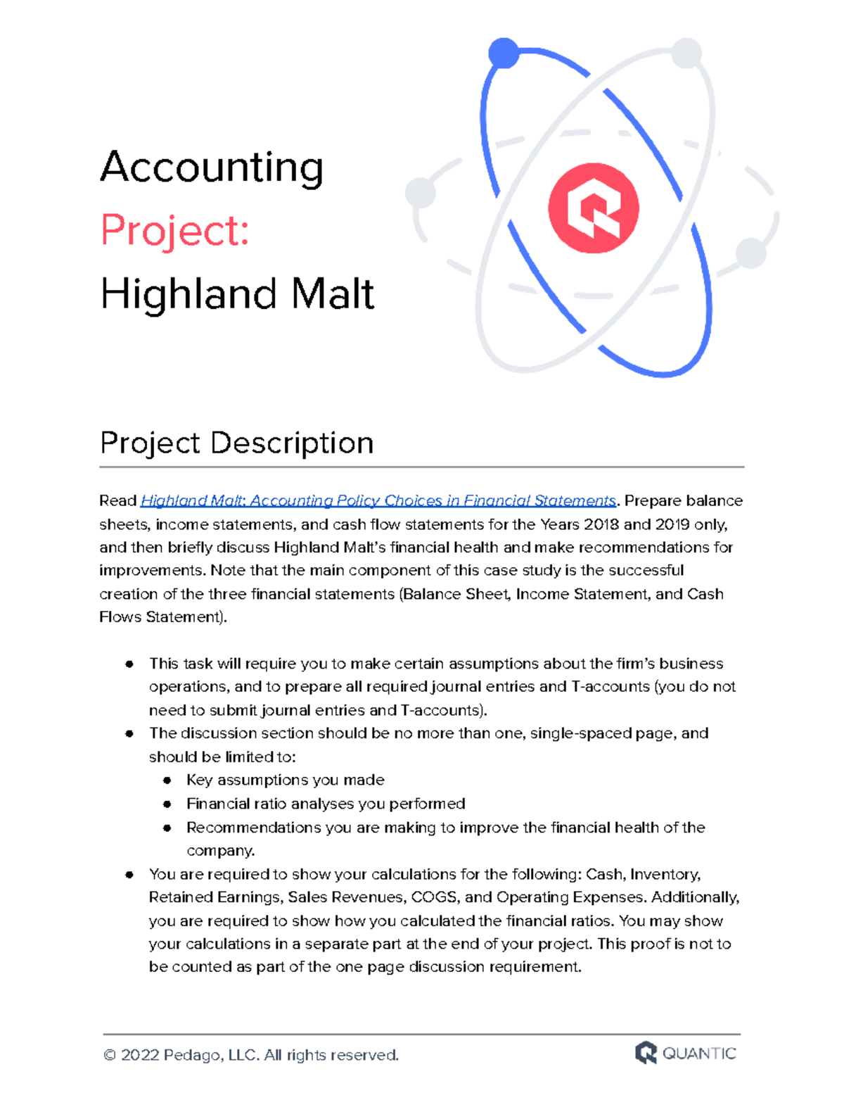 2 Accounting Project Prompt AND Rubric Highland MALT - Accounting ...