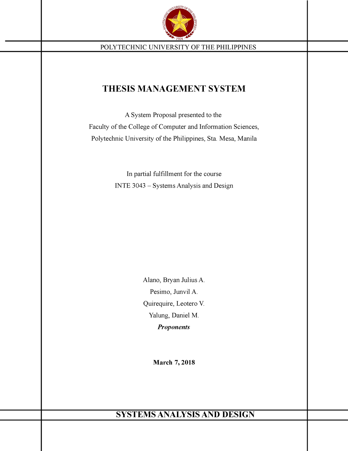 thesis on quality management system