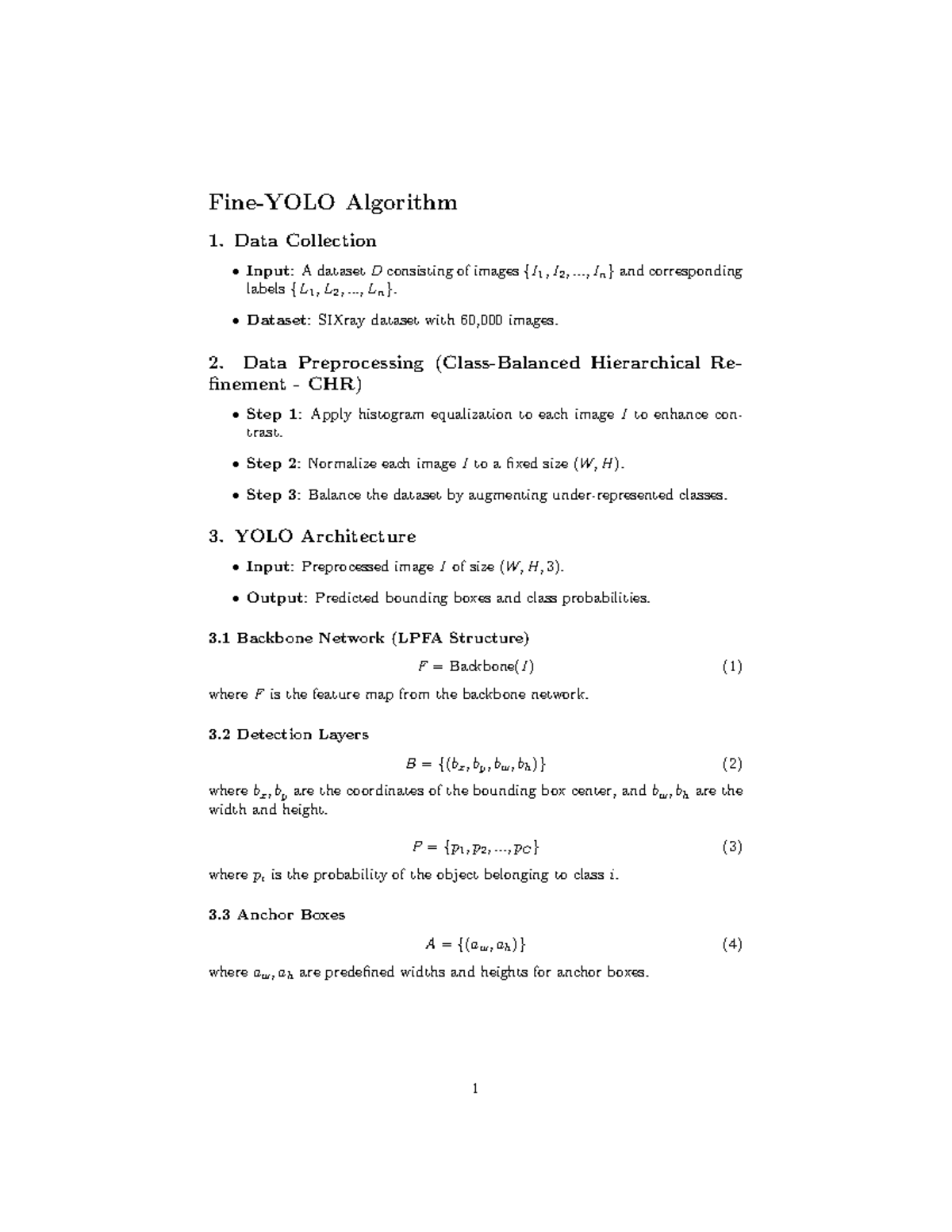 Paper 1 - notes - Fine-YOLO Algorithm 1. Data Collection Input: A ...