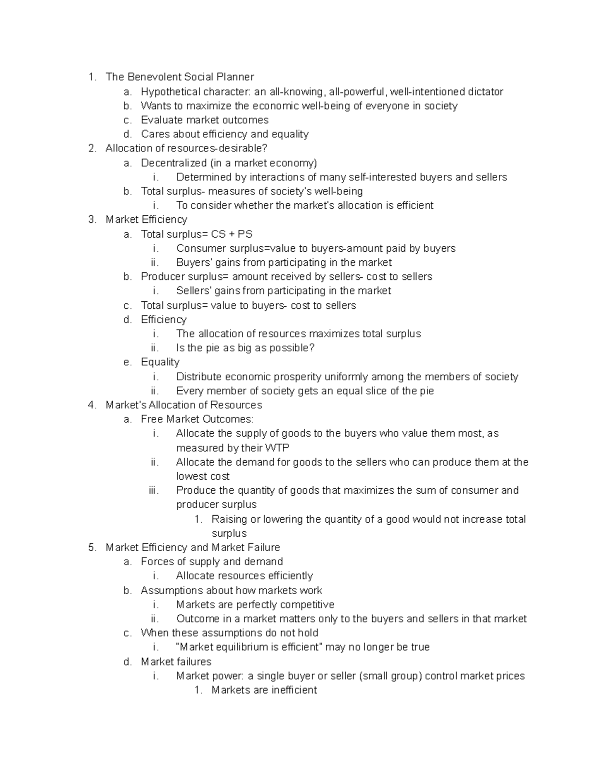 Econ Chapter 7 Part 2 - The Benevolent Social Planner A. Hypothetical 